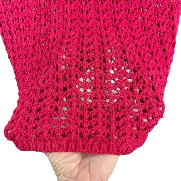 Chicos Open Knit 3/4 length sleeve Pink Sweater size 2 - Picture 5 of 8